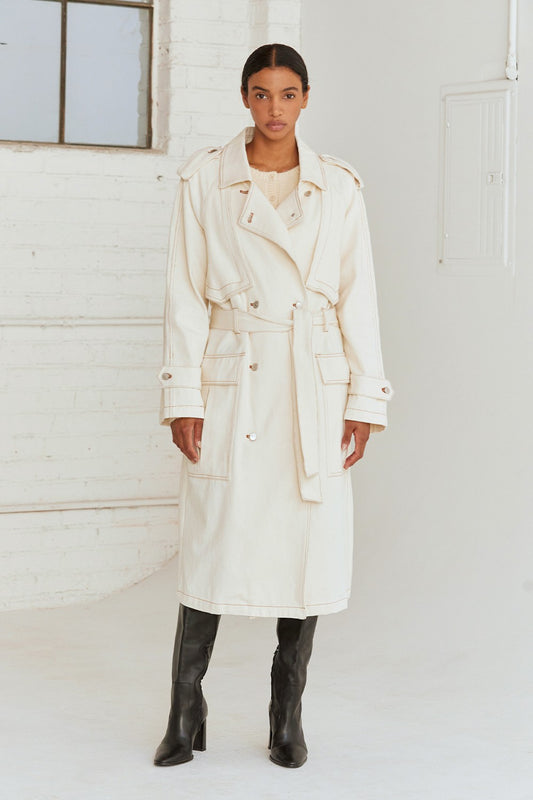 Denim Trench Coat White