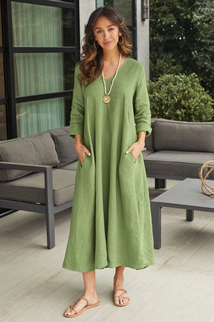 Green Linen Dress