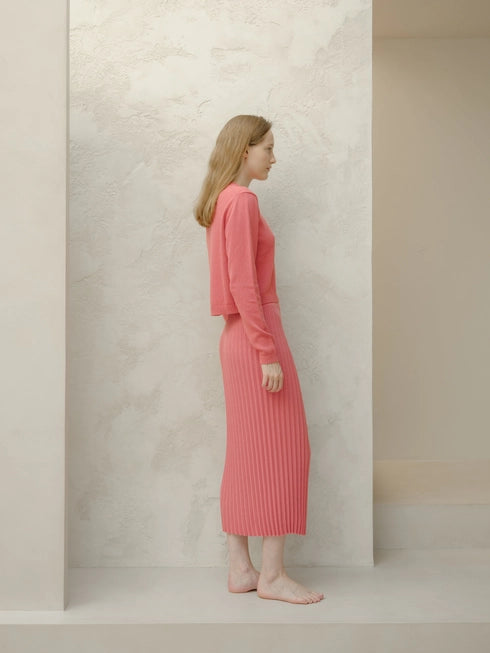 ITALIAN MADE Pleated Skirt Salmon Pink